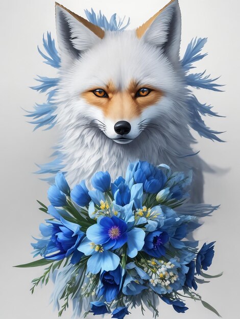 Flower Fox Aquarel Sublimatie Clipart