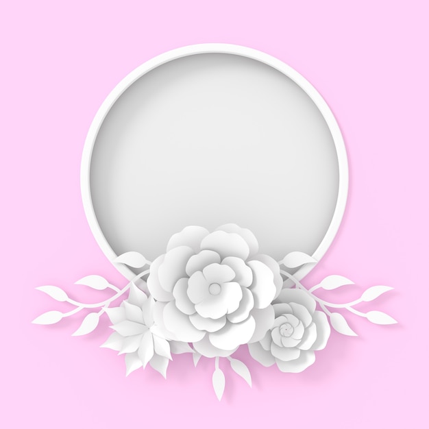 Flower frame background design. 3D rendering.