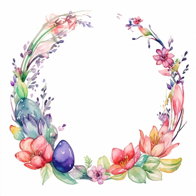 Flower frame background in watercolor effect with empty space for text