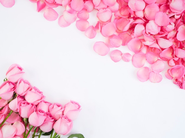 Flower frame made of pink roses