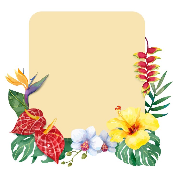 Photo フラワーフレーム png 植物の水彩画 透明な背景
