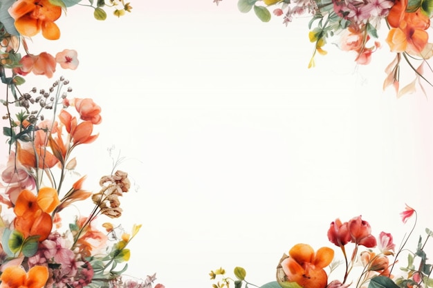 Flower frame on white background