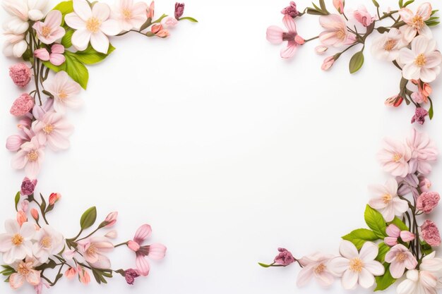 flower frame on white with copy space