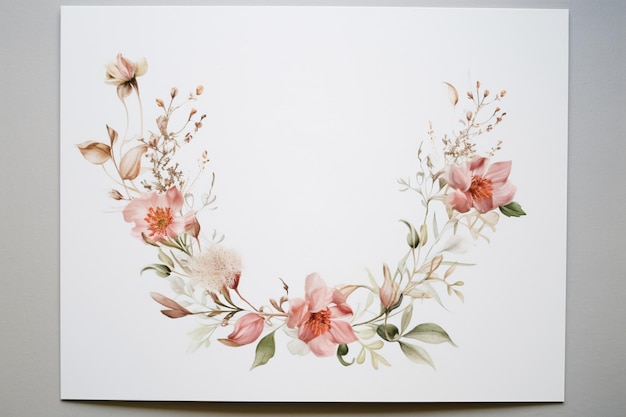 Flower Frame on White with Copy Space