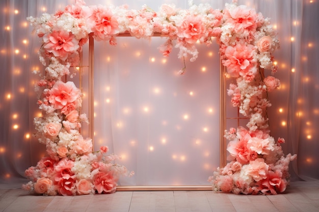 flower frame with glowing lights