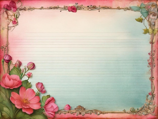 Photo a flower frame with thine line