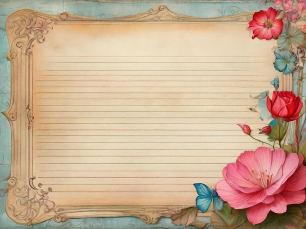 Photo a flower frame with thine line