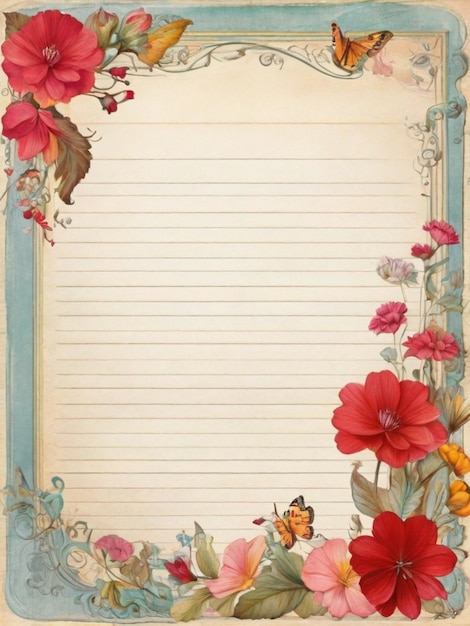 Photo a flower frame with thine line