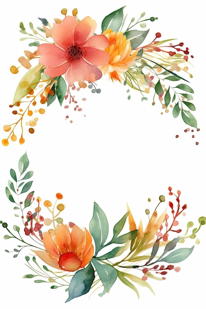 A flower frame with on white background with copy space for text for invitation