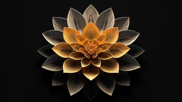 기하학적 라인 위의 꽃 고 대비 디자인 달리아 사진 Ai 생성 예술