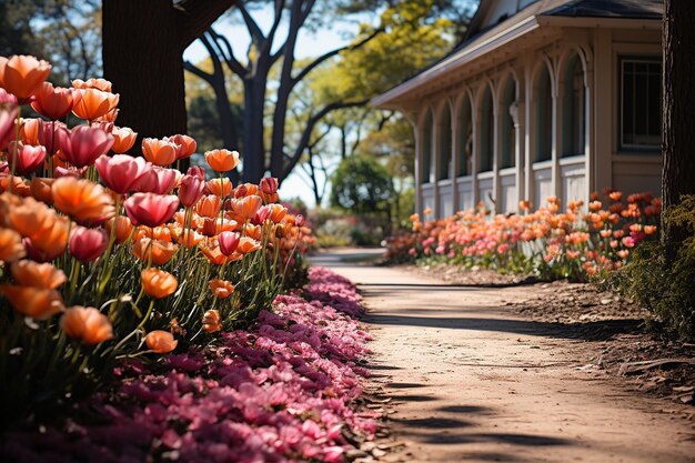 Foto giardino di fiori in piena fioritura nel michigan