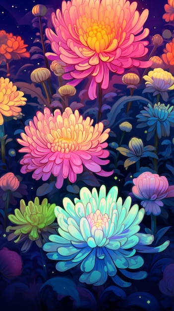 Flower garden full of chrysanthemum AI Generated pictures