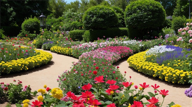 5月の庭の花畑