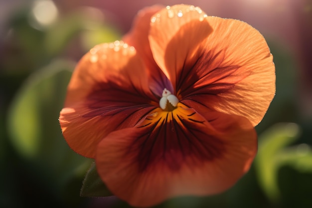 A flower in the garden is a bit of orange.