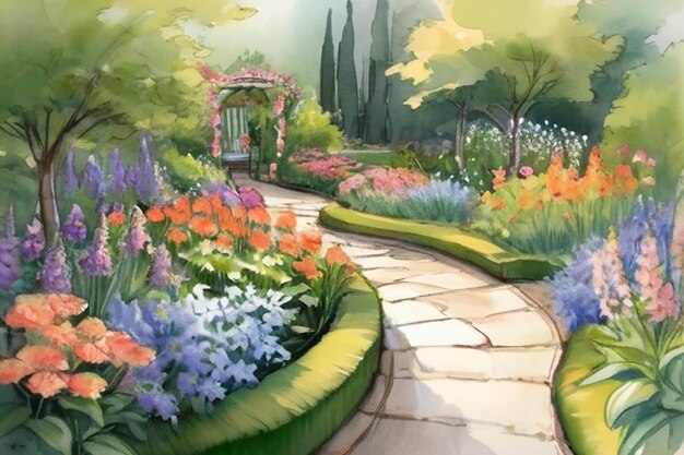 Foto disegno di giardino di fiori