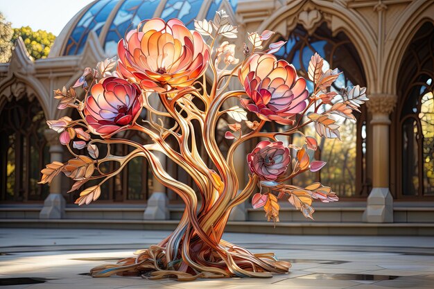 Flower gaudi inspired illustration generative ai