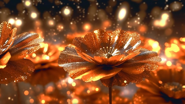 A flower in gold and orange