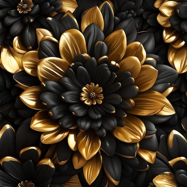 Flower golden black luxury