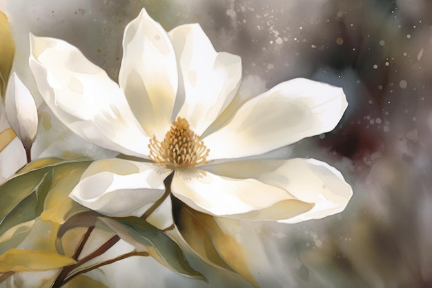 Flower golden gray Art paint oil Generate Ai