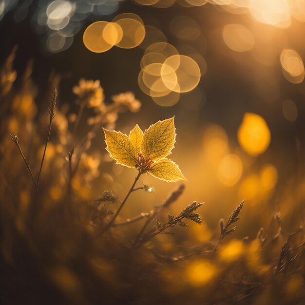 Photo a flower in the grass with the sun behind it