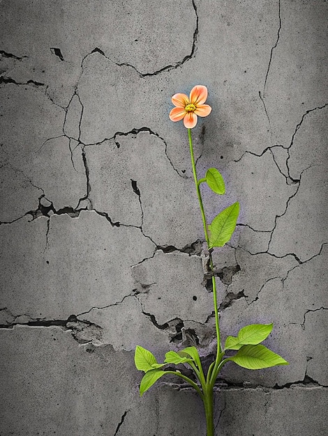 Photo a flower growing through a crack in a concrete wall