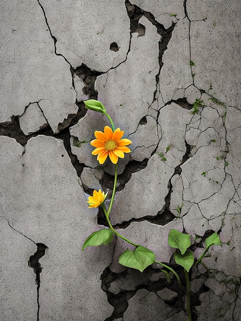 Photo a flower growing through a crack in a concrete wall