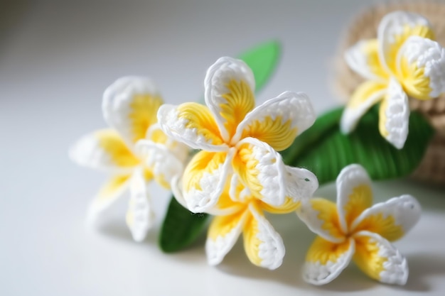 A flower headband made by frangipani.