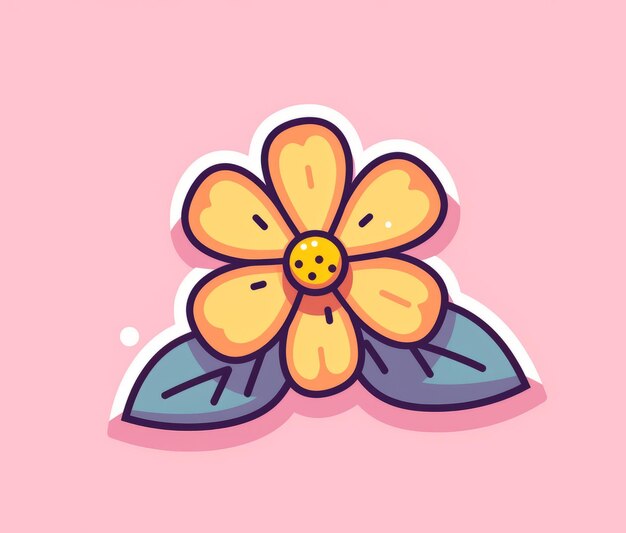 A flower icon that is pink and has a yellow flower on it.