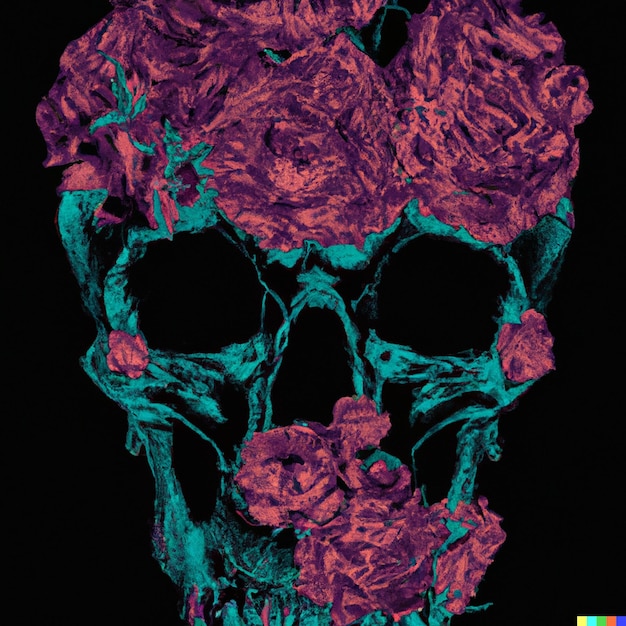 Flower illustratie toont sierlijke schedel Schedel gemaakt van bloemen