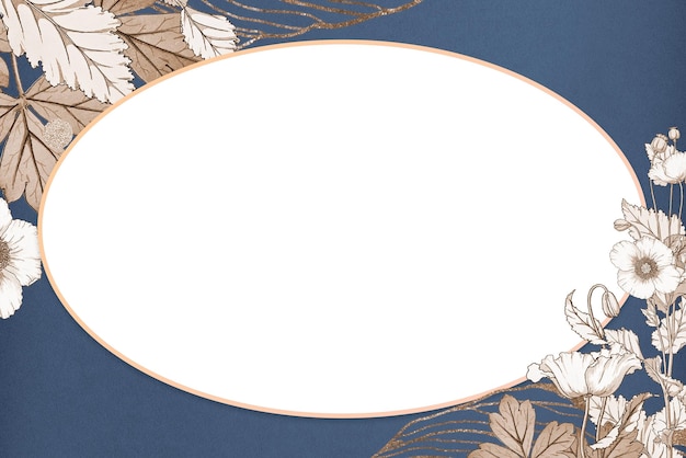 Flower illustration png frame gold accents