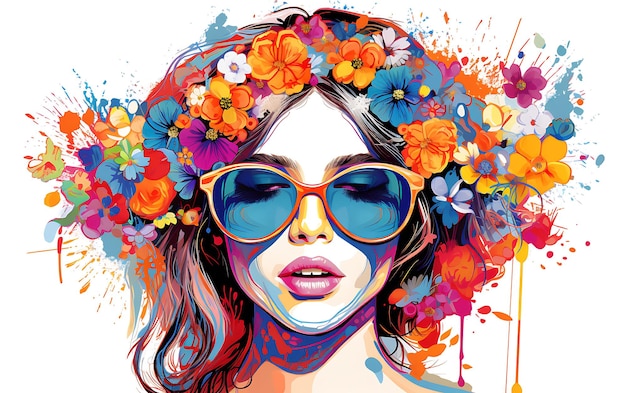 Flower Illustration with Vibrant Color Scheme Oil Paint brush flower