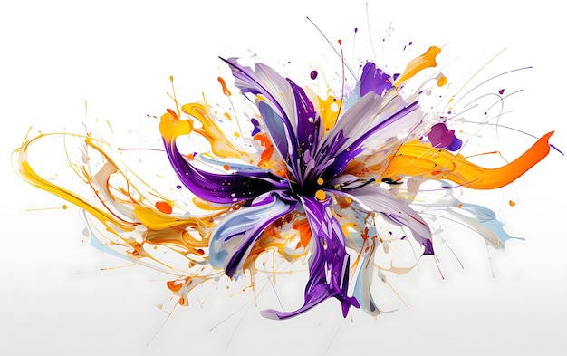 Photo flower illustration with vibrant color scheme oil paint brush flower