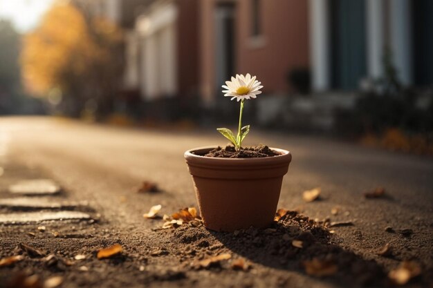 写真 街の鉢の花 春のコンセプト