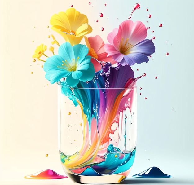 Flower In Jar Watercolor Sublimation ClipartCoattai vector design for tshirt splashes and waves