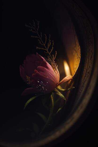 ランプの中の花