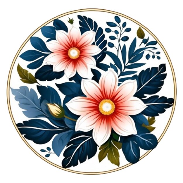 flower and leaf vector round border