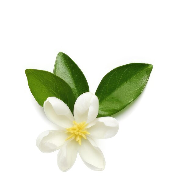 Photo a flower and leaves on a white background