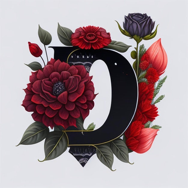 flower letter D floral monogram