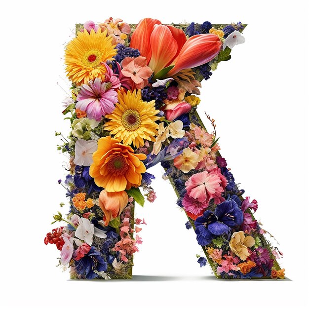 Photo flower letter a floral monogram on a white background