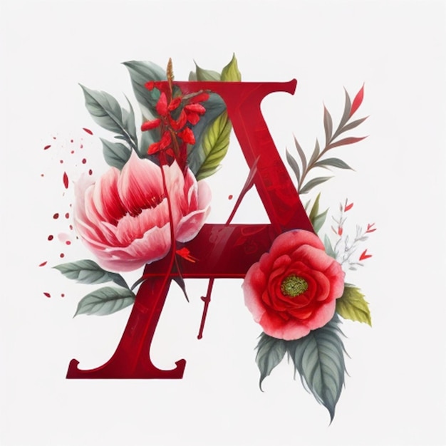 flower letter A floral monogram