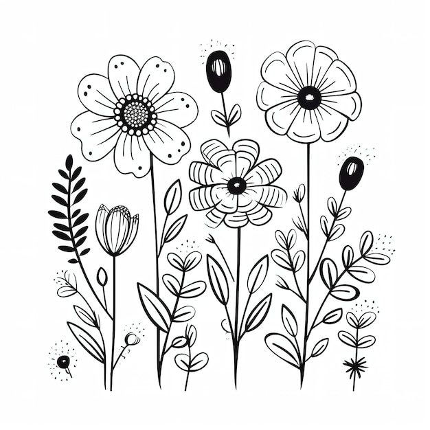 Photo flower line art illustration