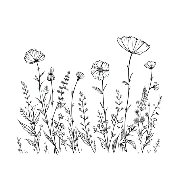 Photo flower line art illustration