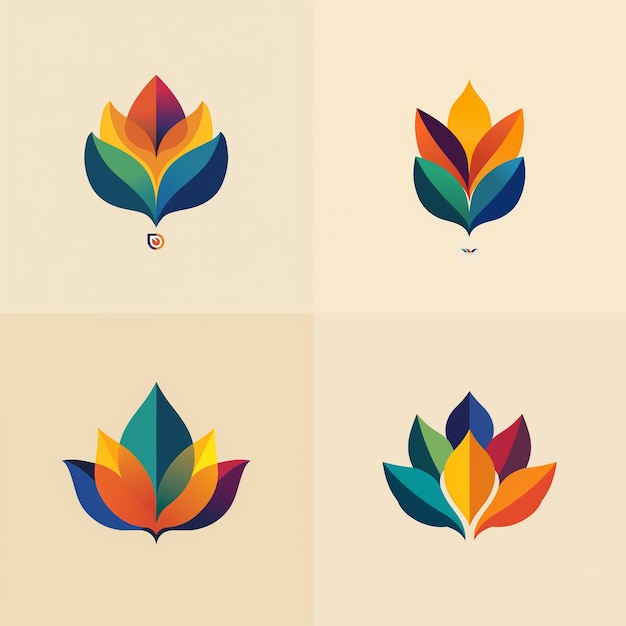 Flower logo simple leaf illustration logo bundle