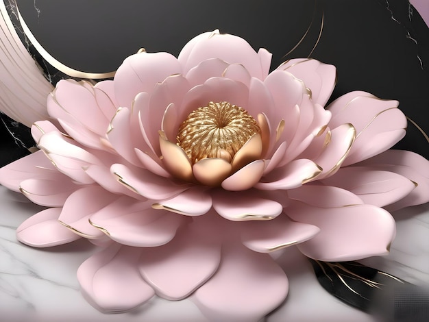 Flower lotus gold and pink