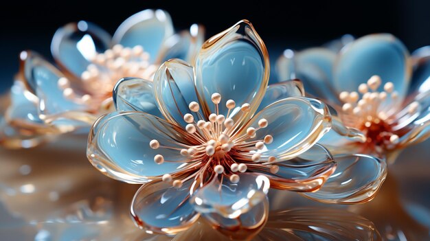 Цветок, сделанный из аква в сияющей среде
