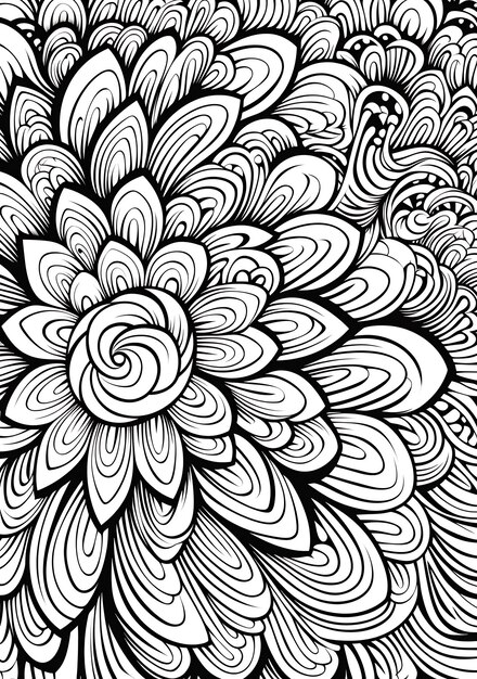 Flower mandala black and white coloring page