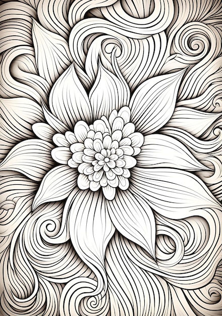 Flower mandala black and white coloring page