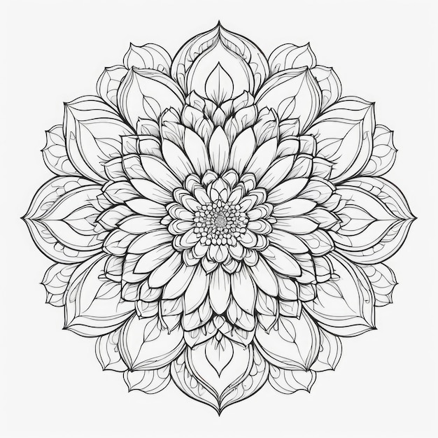 Photo flower mandala coloring page art for kids