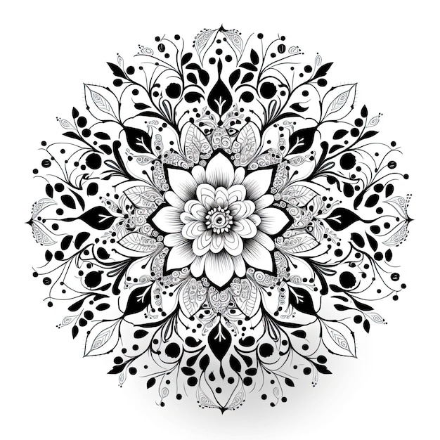 Flower Mandala outline illustration for coloring book page Coloring card for kids and adults Generative AI