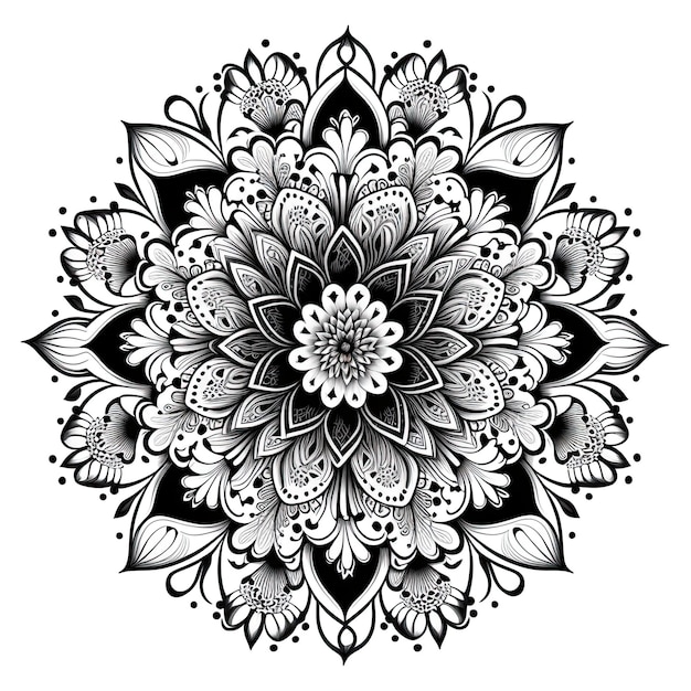 Flower Mandala overzichtsillustratie voor het kleuren van de fotoboekpagina Kleurkaart voor kinderen en volwassenen Generatieve AI